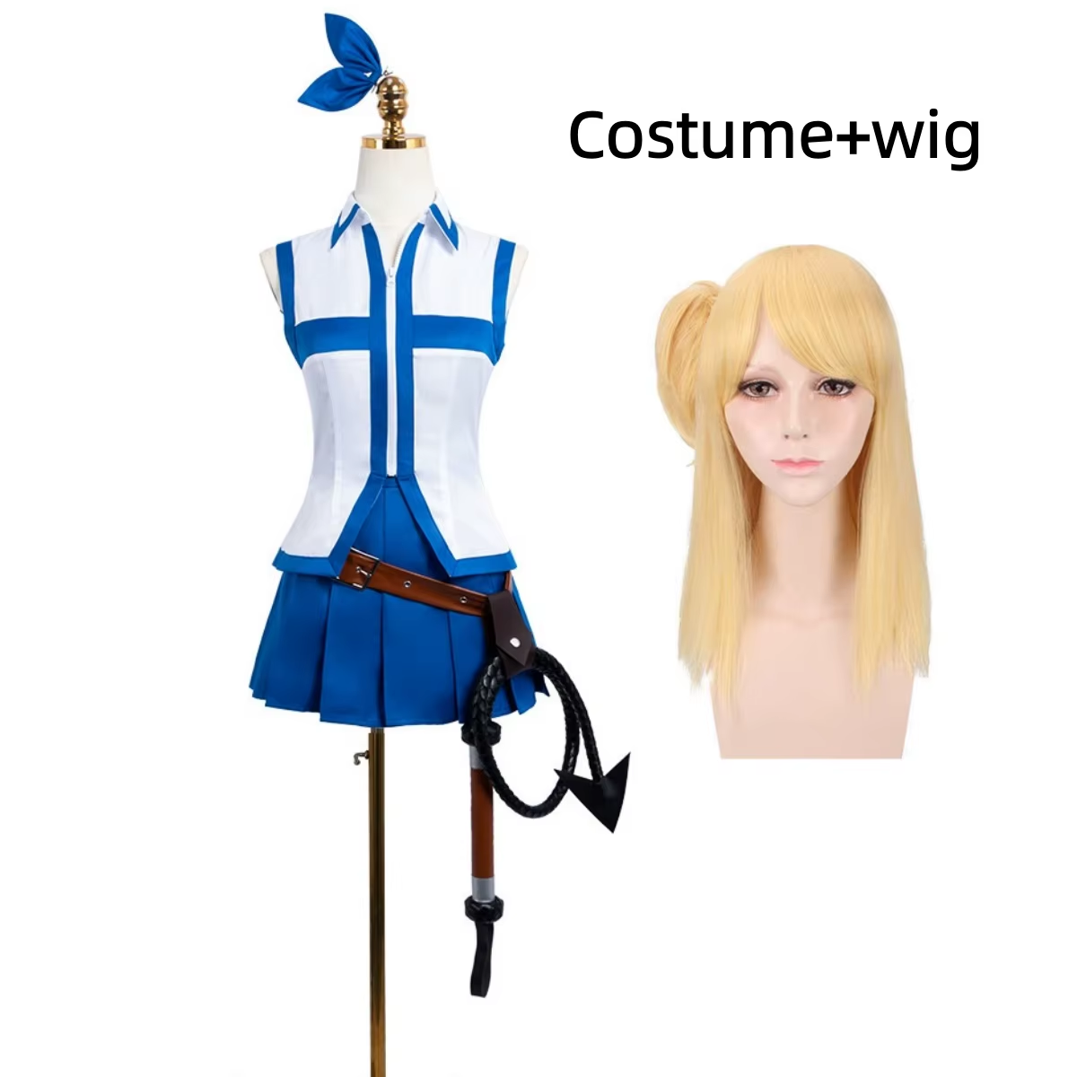 Lucy Cosplay with wig from Fairy Tail by Shadora, featuring her signature outfit and blonde hair in a detailed costume image.