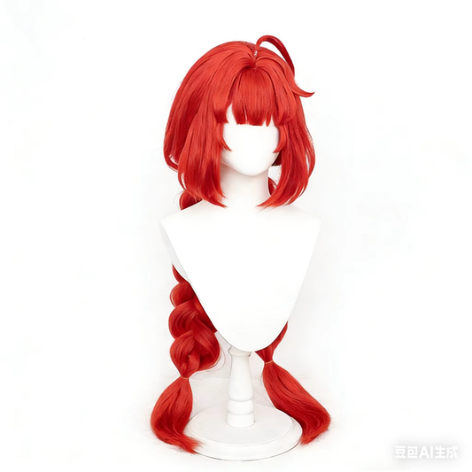 Yuzuha cosplay costume with wig from Zenless Zone Zero by Shadora, featuring detailed clothing and vibrant orange wig.
