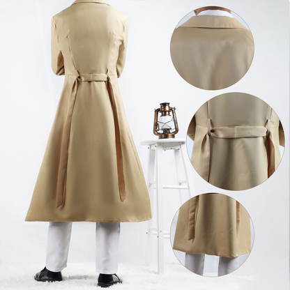 Dazai cosplay costume with wig from Bungou Stray Dogs by Shadora, featuring character's signature dark clothing and styled wig.