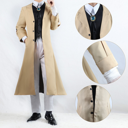 Dazai cosplay with black wig from Bungou Stray Dogs, styled for accurate character portrayal, by Shadora.