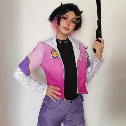Clove Cosplay and wig from Valorant, featuring detailed costume and styled hair, designed for accurate character portrayal by Shadora.