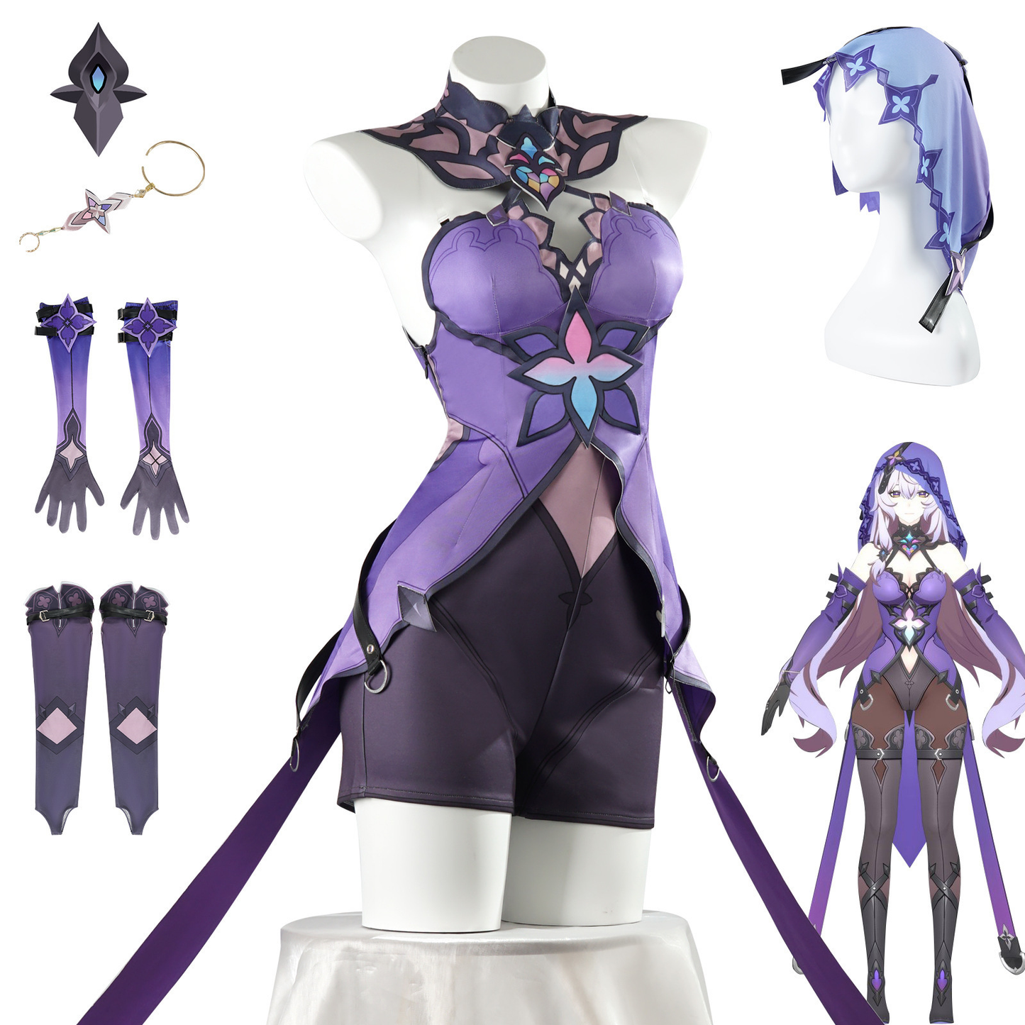 Black Swan cosplay costume and wig from Honkai Star Rail, featuring black attire and styled wig for detailed costume portrayal.
