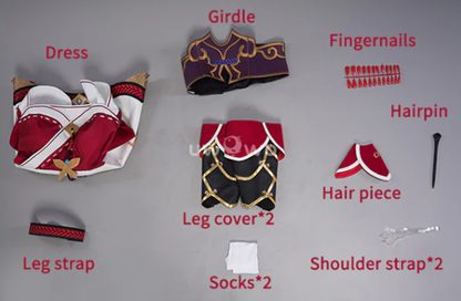 High-quality Ahri cosplay costume with matching wig by Shadora, featuring detailed design and vibrant colors for anime and cosplay fans.