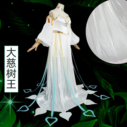 Shadora Rukkhadevata cosplay with matching wig from Genshin Impact, featuring detailed costume and natural-looking hair.