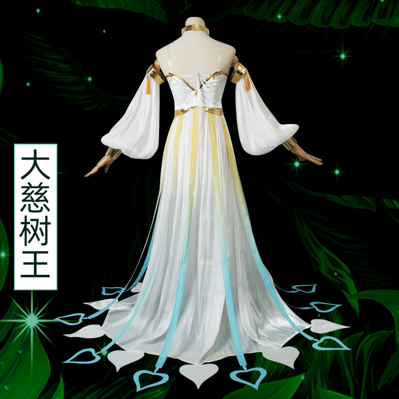 Shadora Rukkhadevata Genshin Impact cosplay with Peruk wig, featuring detailed costume and accessories on a neutral background.