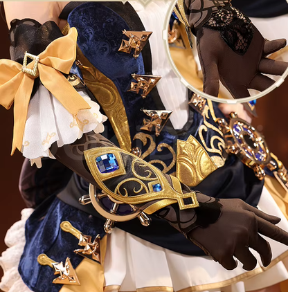 Eprolo SR Kalite Navia Genshin Impact cosplay costume with peruk, featuring detailed design and vibrant colors.