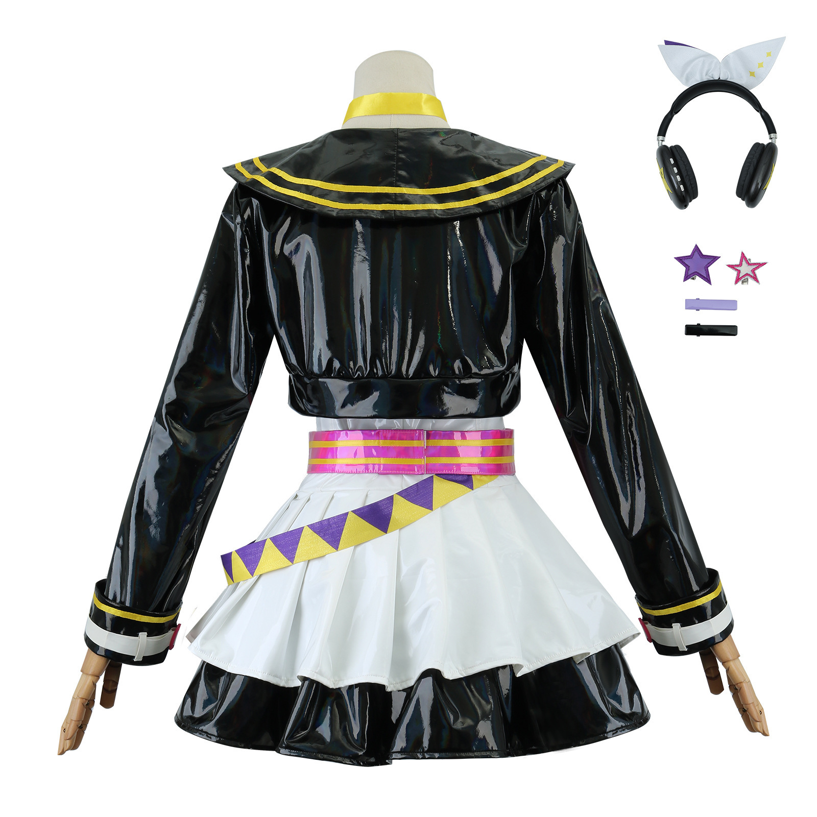 Muse Dash Kagamine Rin cosplay with wig, featuring bright yellow hair and detailed costume, designed for fans and cosplay enthusiasts