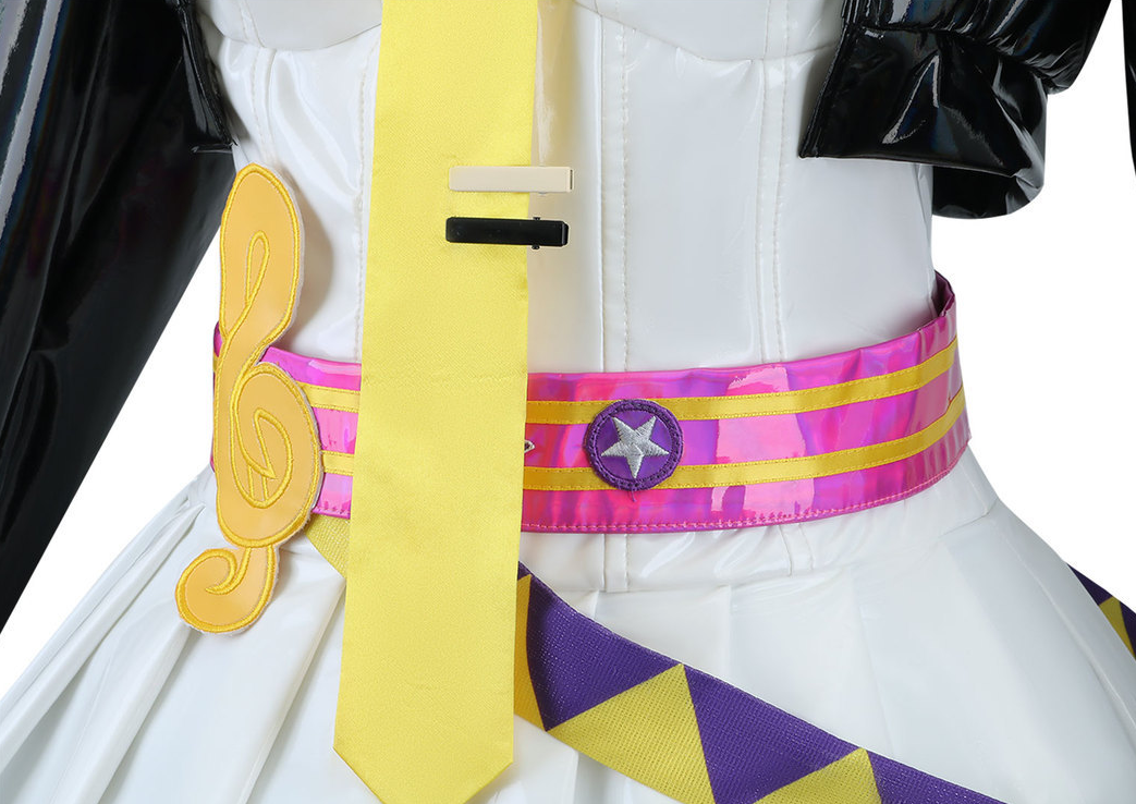 Kagamine Rin cosplay costume with wig from Muse Dash featuring Shadora brand, includes vibrant yellow wig and detailed outfit.
