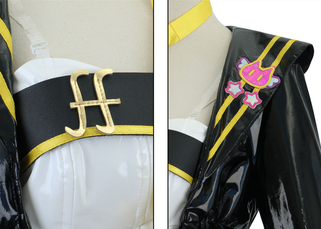 Kagamine Rin cosplay costume with wig from Muse Dash, featuring vibrant yellow hair and detailed outfit, by Shadora.