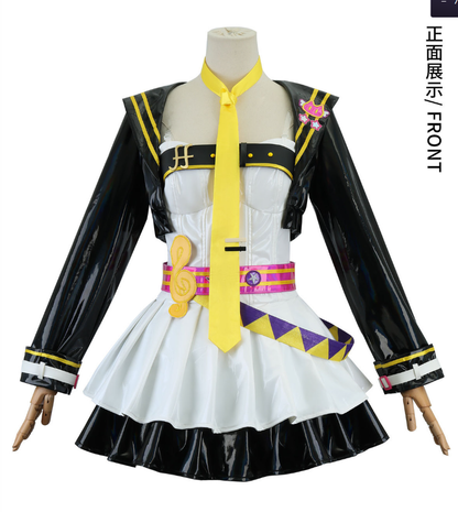 Shadora Muse Dash Kagamine Rin cosplay with blonde wig, detailed costume, and accessories, perfect for anime and gaming fans.