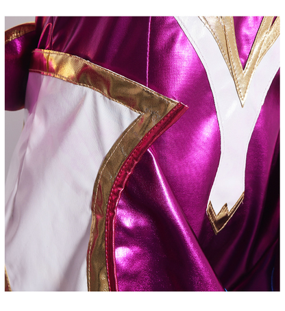 Yıldız Muhafızı Akali cosplay costume with wig from League of Legends, featuring detailed armor and vibrant hair for gaming cosplay.