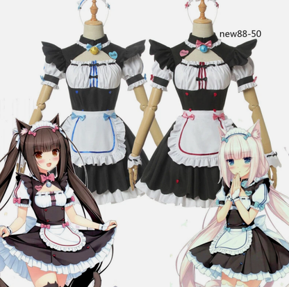 Shadora Chocola vanilla cosplay costume with matching wig, featuring detailed fabric textures and vibrant colors.