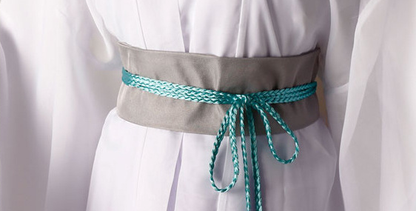 Shadora Xie Lian cosplay costume with wig, featuring detailed traditional Chinese-inspired robes and long silver hair.