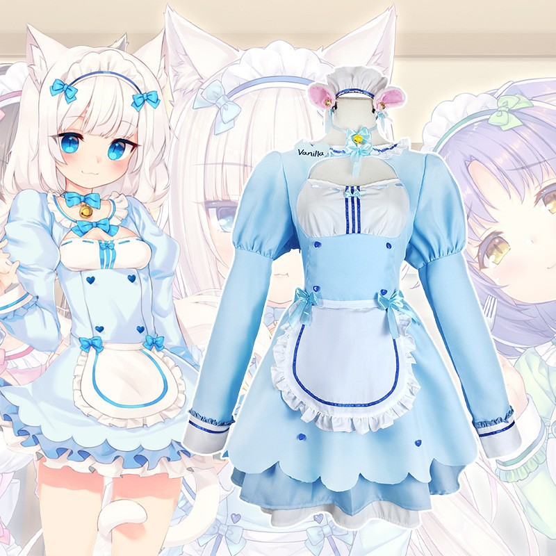 Shadora Vanilla Chocola Cosplay with matching wig, featuring detailed costume and accessories on a white background.