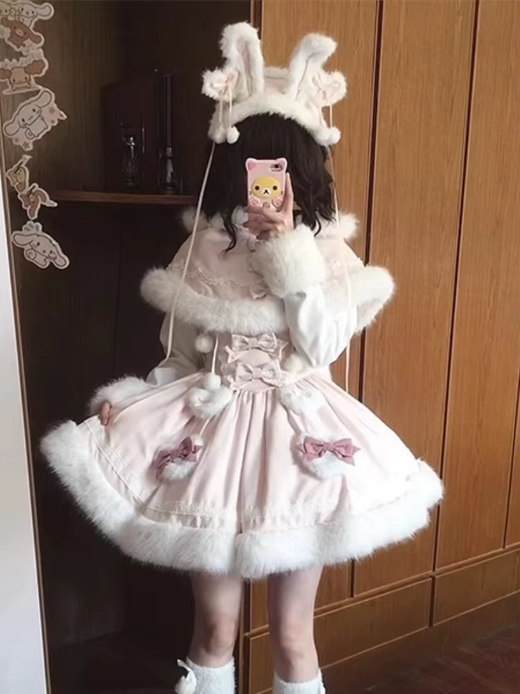 Cute Lolita dress set with rabbit detail, featuring two matching dresses from eprolo, perfect for stylish children's wear.