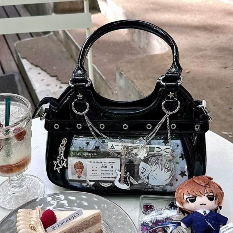 Eprolo Harajuku Yıldız Ita Y2K transparent shoulder bag with star design and clear material for a stylish, modern look.