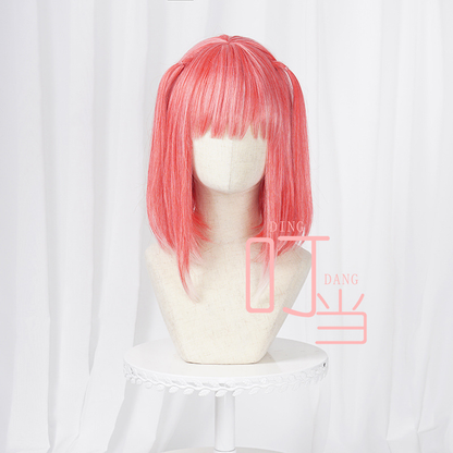 Nino Nakano cosplay with wig from The Quintessential Quintuplets, featuring her signature outfit and styled pink hair.