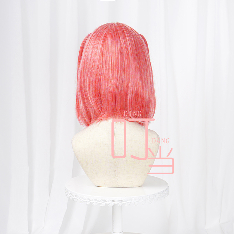 Nino Nakano cosplay costume with wig from The Quintessential Quintuplets, featuring detailed pink hair and school uniform style.