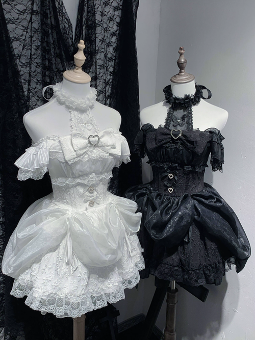 Elegant Sweet Gothic Lolita dress by eprolo featuring lace details, ruffled layers, and a fitted bodice, displayed on a mannequin.