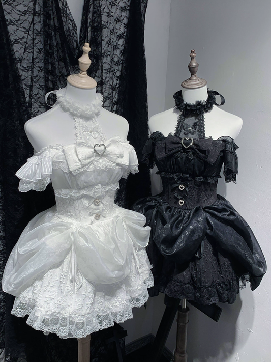Elegant Sweet Gothic Lolita dress by eprolo featuring lace details, ruffled layers, and a fitted bodice, displayed on a mannequin.