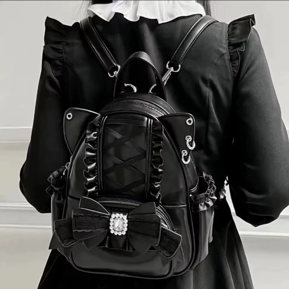 Eprolo Japon Stil kedi kulaklı omuz çantası with cute cat ear design and adjustable strap, perfect for casual outings.