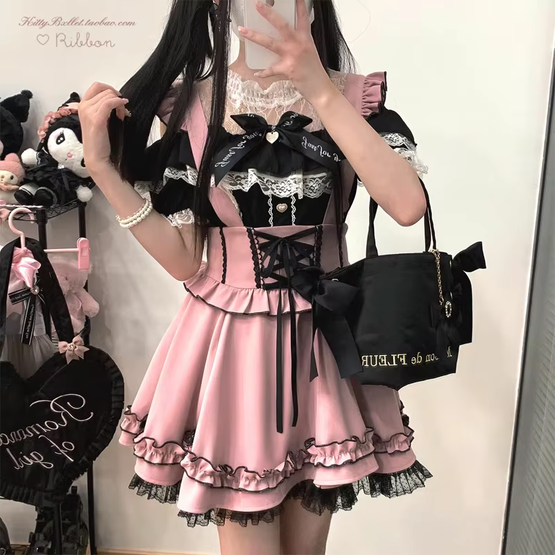 Eprolo Jirai Kei Stil sleeveless cute skirt dress, featuring a playful design and vibrant colors, perfect for casual wear.