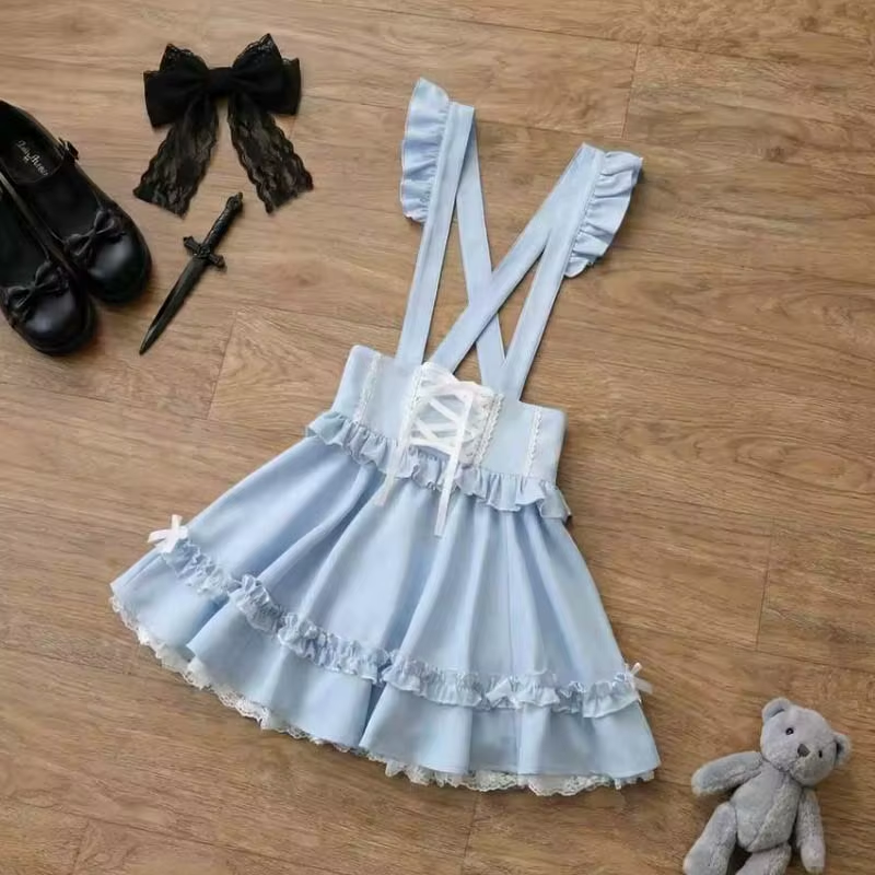 Eprolo Jirai Kei Stil sleeveless cute skirt dress with playful design and lightweight fabric, perfect for casual wear.