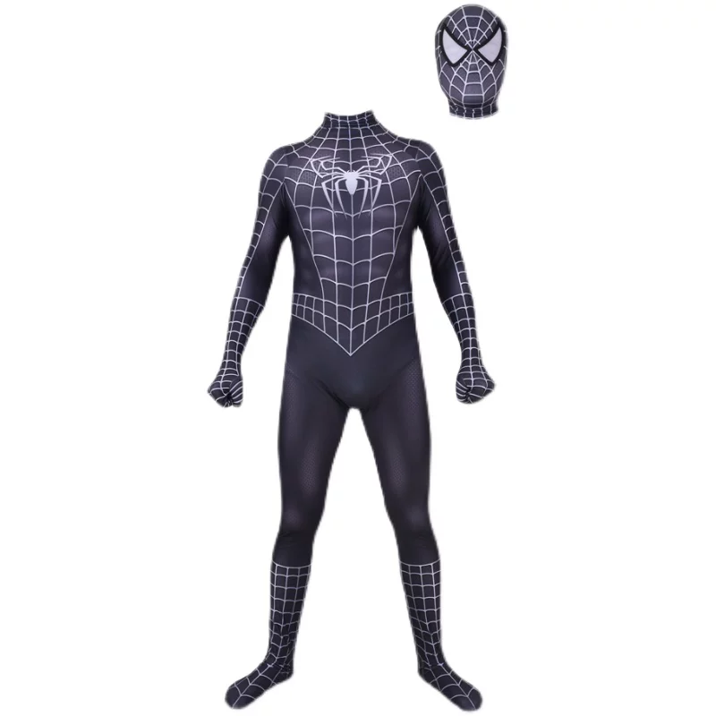 Shadora Spider Venom costume featuring a black and red spider-themed bodysuit with matching mask and web details.