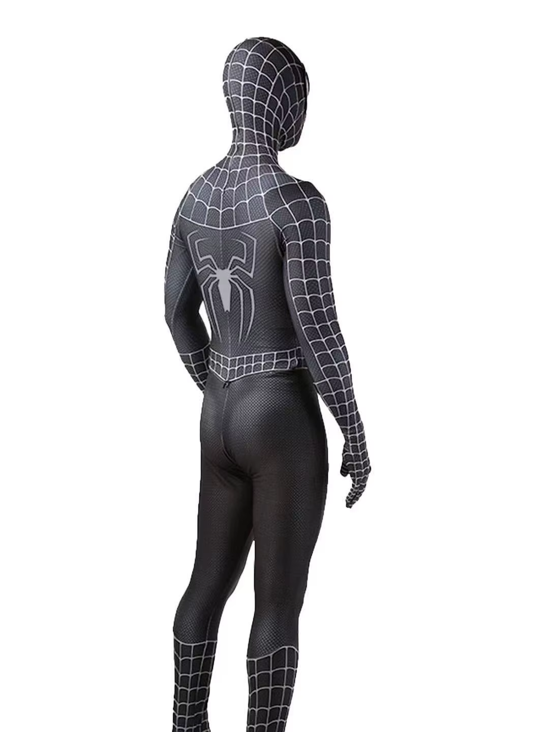 Shadora Spider Venom costume featuring a black and green spider-themed jumpsuit with web patterns and matching mask.