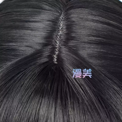 Shadora black wig with long straight hair, natural hairline, and realistic texture for a stylish and elegant look.