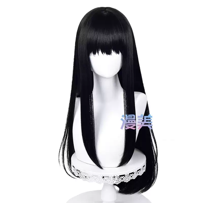 Shadora Siyah Peruk with natural black hair, styled in a full, realistic wig on a mannequin head.