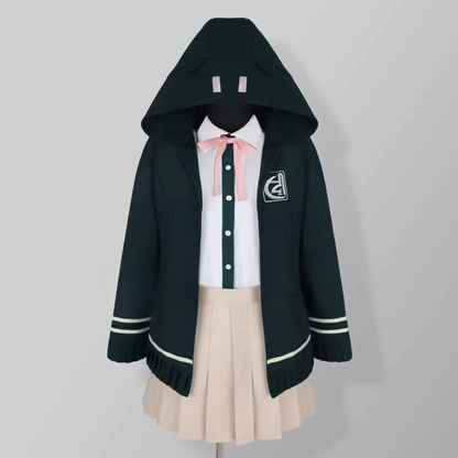 Chiaki Nanami cosplay with wig from Danganronpa, featuring detailed costume and accessories by Shadora.