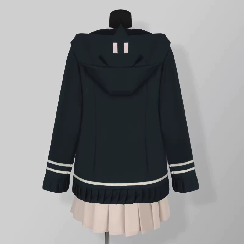 Chiaki Nanami cosplay with wig from Danganronpa, featuring her signature short hairstyle and casual outfit, by Shadora.