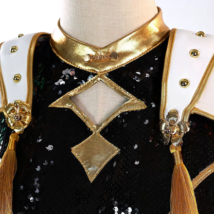 Shadora KPop Demon Hunters cosplay costumes featuring Rumi, Mira, and Zoey characters, detailed with vibrant designs and accessories.