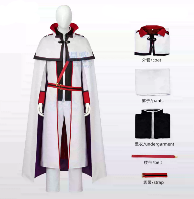 Julius Juukulius cosplay and wig from Re:Zero, featuring detailed costume and styled blonde wig, displayed on a mannequin.