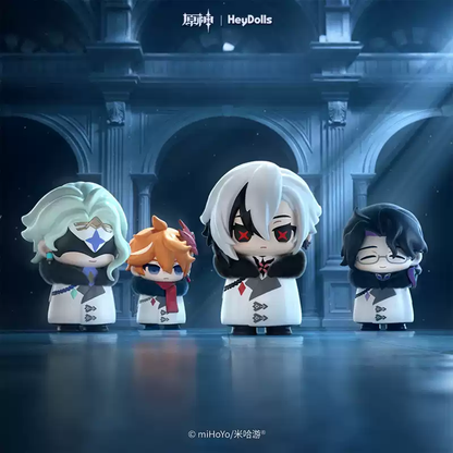 Shadora Süpriz Kutu Chibi Figür Fatui Üyeleri from Genshin Impact, featuring colorful, stylized character figures in a collectible box.