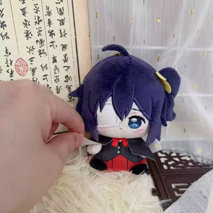Shadora Rikka Takanashi plush toy with detailed pink and purple outfit, soft fabric, and expressive anime character design.