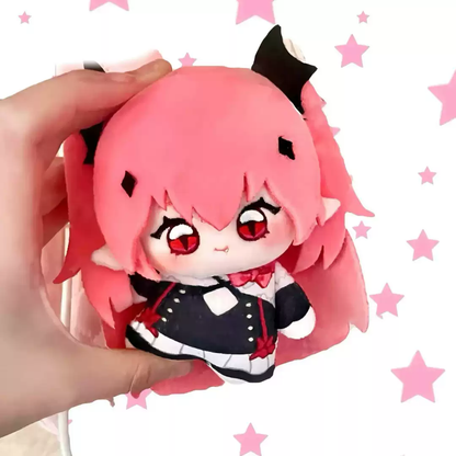 Shadora Krul Tepes plush toy featuring detailed vampire character with red eyes and dark outfit, soft and cuddly appearance.
