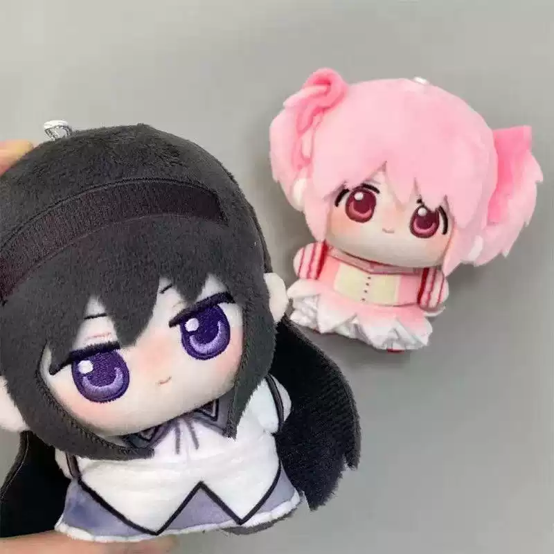 Shadora Madoka and Homura plush toys, soft and detailed, featuring characters from the anime series, ideal for collection or cuddling.