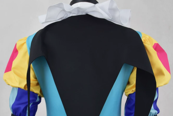 Shadora Fizzarolli Cosplay from Hazbin Hotel featuring vibrant costume details and character accessories in a colorful design.