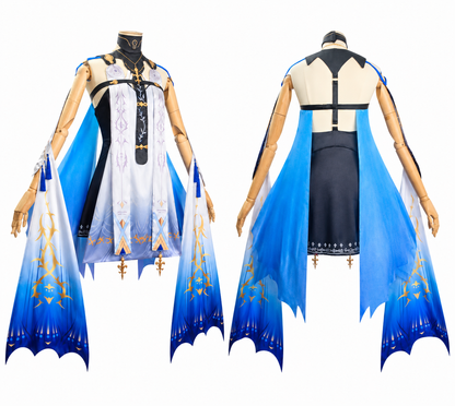 Cartethyia cosplay costume and wig from Wuthering Waves by Shadora, featuring detailed clothing and a styled wig.
