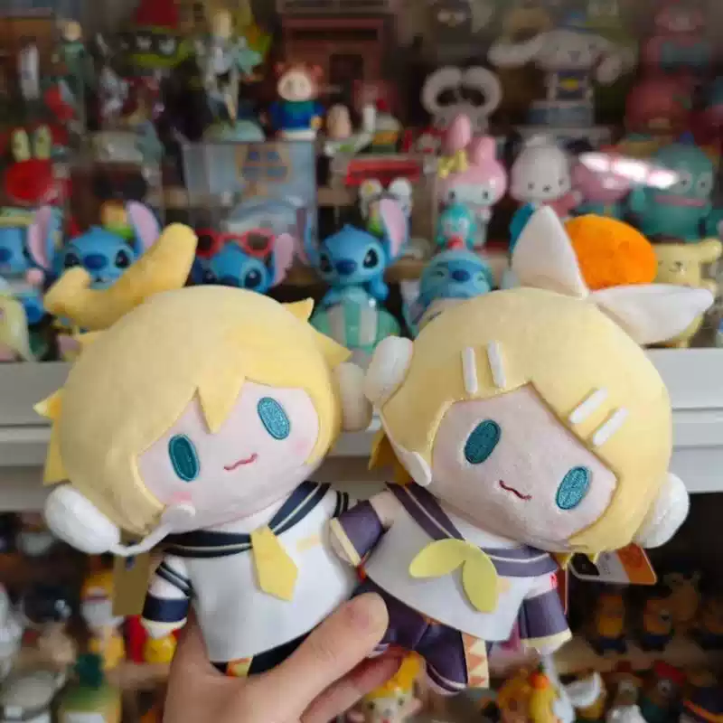 Shadora Kagamine Rin and Len plush toys from Project SEKAI, featuring detailed character designs and soft, cuddly textures.