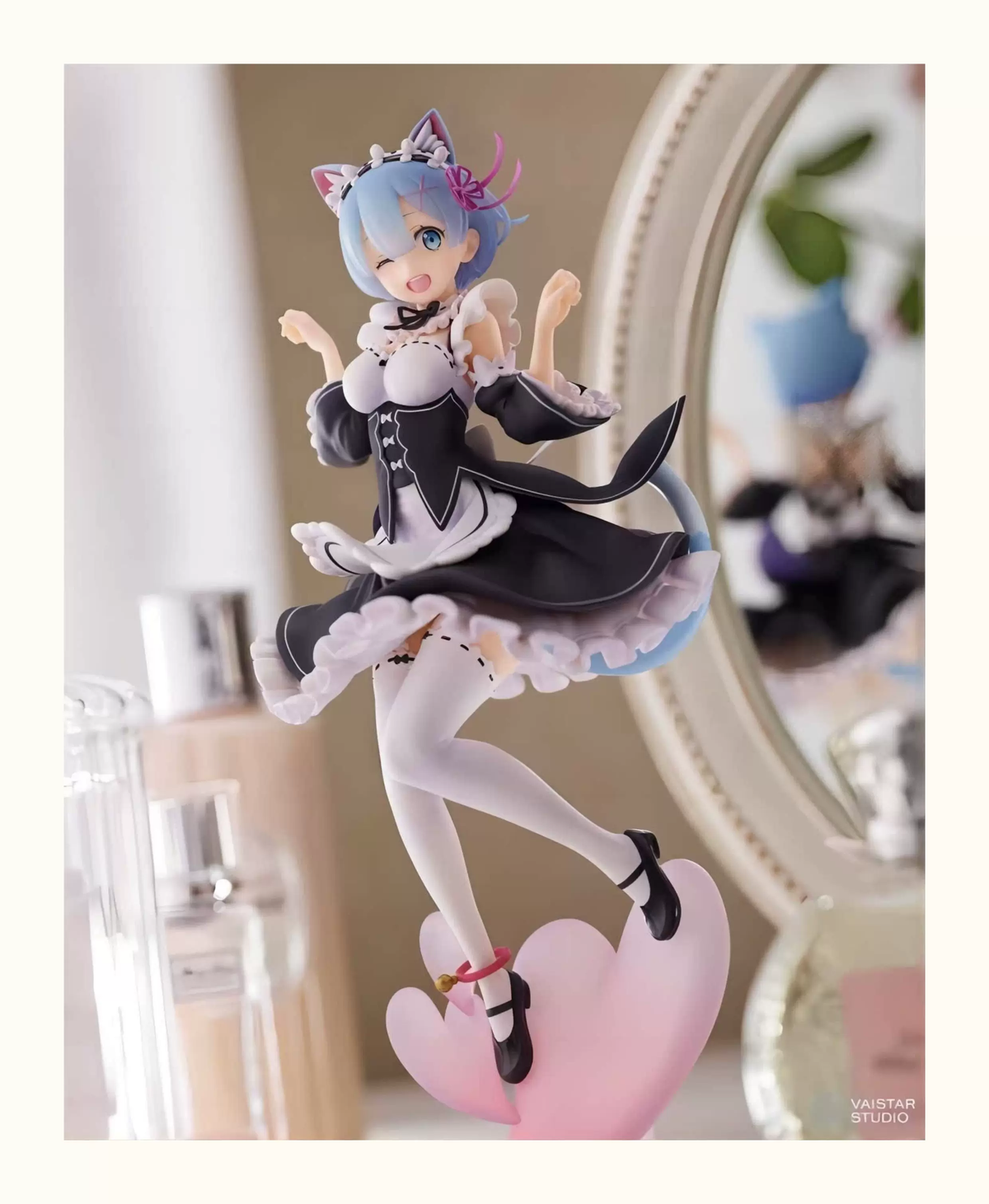Rem figurine from Re:Zero by Shadora, detailed figure showcasing Rem's costume and expressive pose.