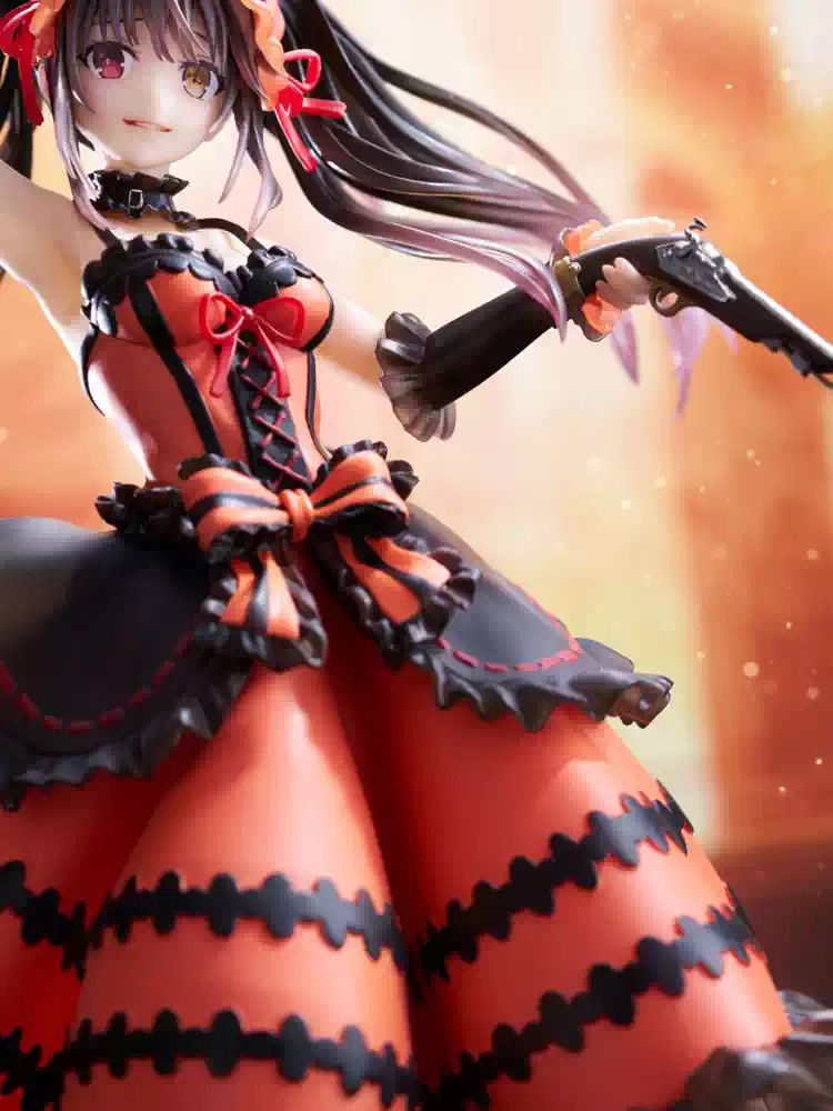 Kurumi Tokisaki figure from Shadora showing her detailed costume and dynamic pose, with vibrant colors and intricate design details.