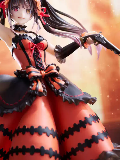Kurumi Tokisaki figure from Shadora showing her detailed costume and dynamic pose, with vibrant colors and intricate design details.