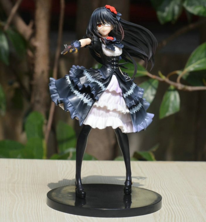 Kurumi Tokisaki figure from Shadora featuring detailed black and red outfit and dynamic pose on a stand.