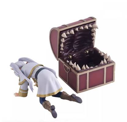 Shadora Frieren figurine with a plush figural pillow, decorative and detailed, set against a neutral background.
