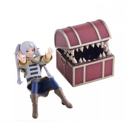 Shadora Frieren figurine with sand-colored base, detailed craftsmanship, and fantasy character design on a neutral background.
