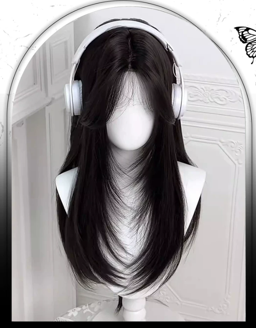 Siyah Katlı Hime Cut Peruk