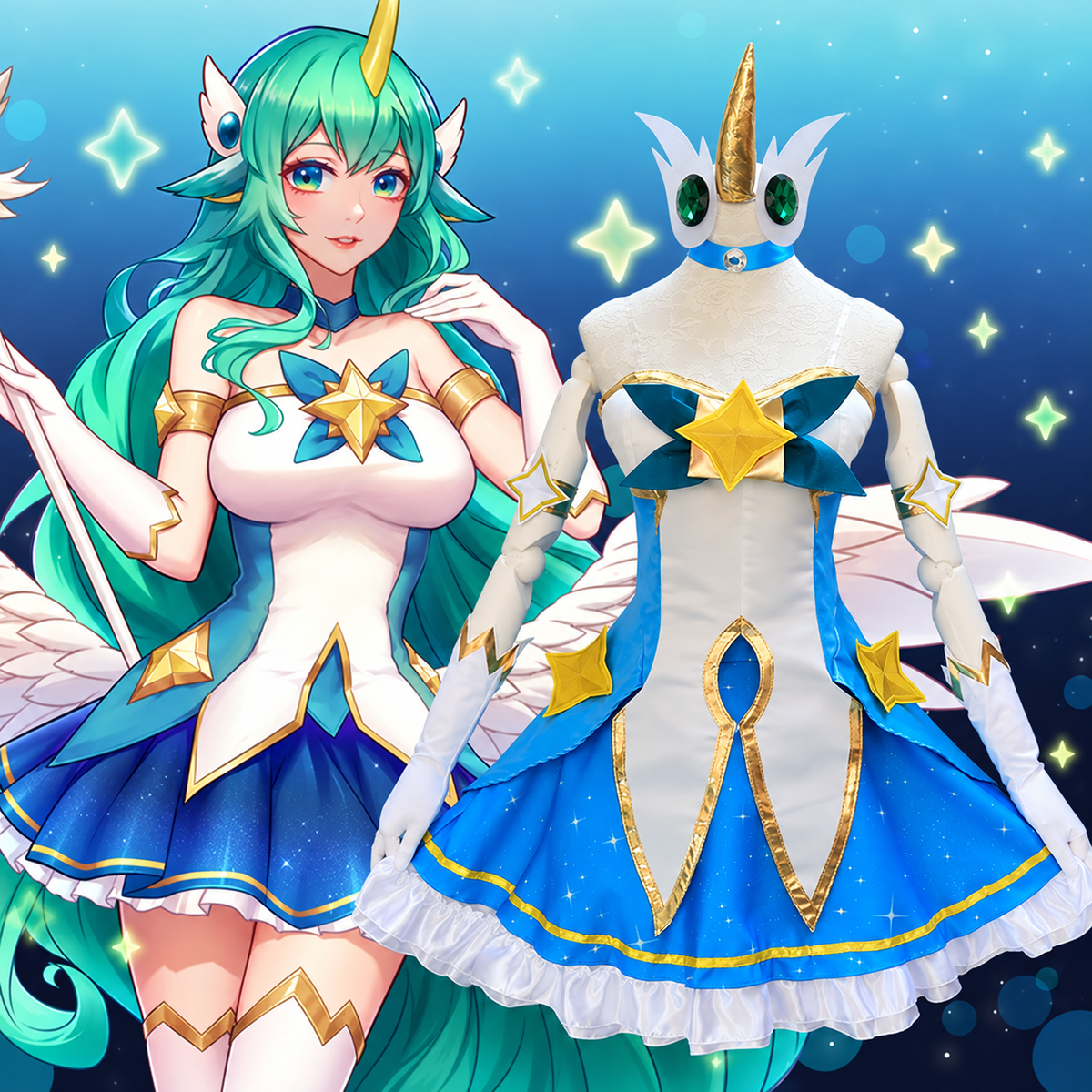 Yıldız Muhafızı Soraka Cosplay (&Peruk) - League of Legends